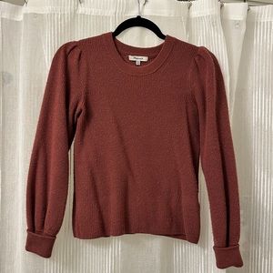 MADEWELL Maroon Puff Shoulder Crewneck Sweater